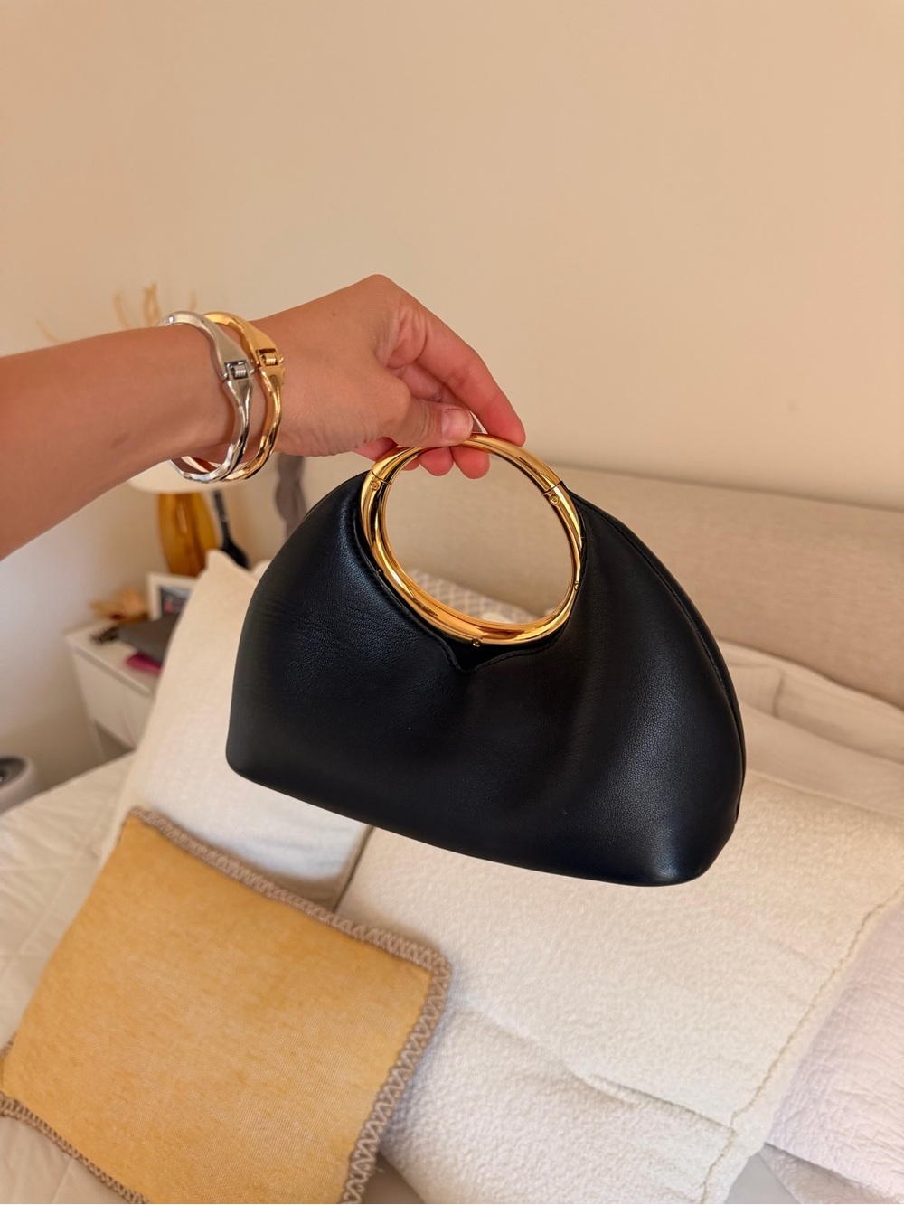 Jacquemus Le Petit Calino Ring Top-handle Black Leather Bag